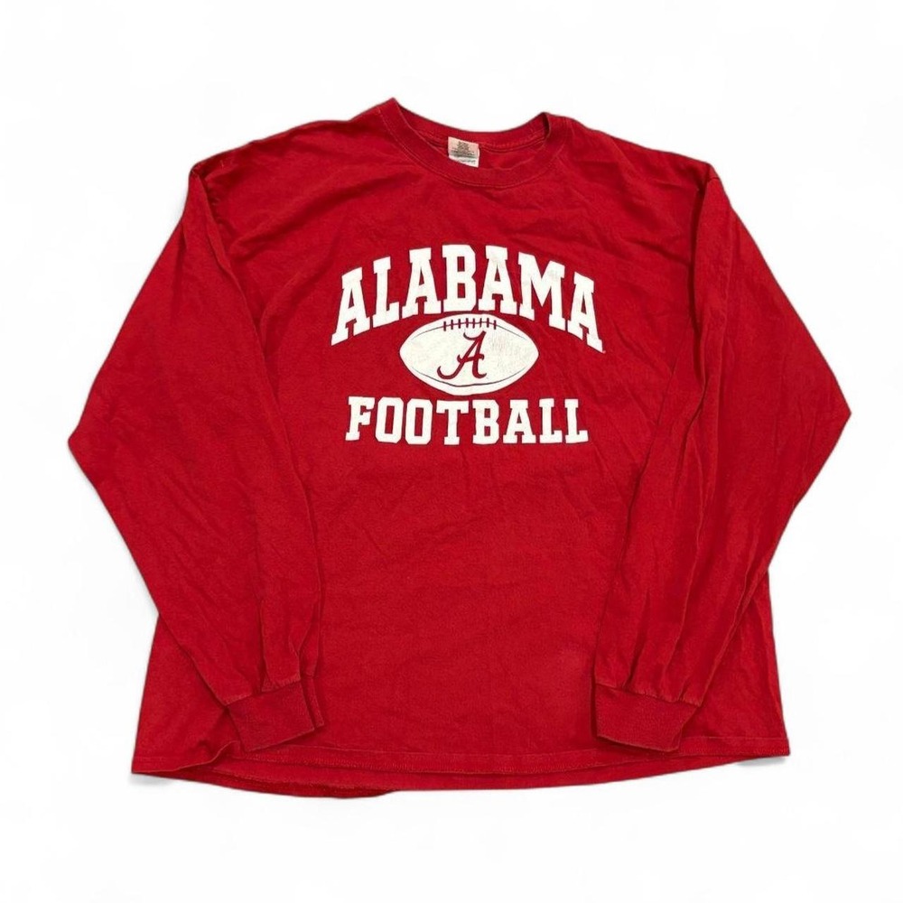 Vintage Alabama Crimson Tide Football Long Sleeve T-Shirt Red Mens 2XL Gildan